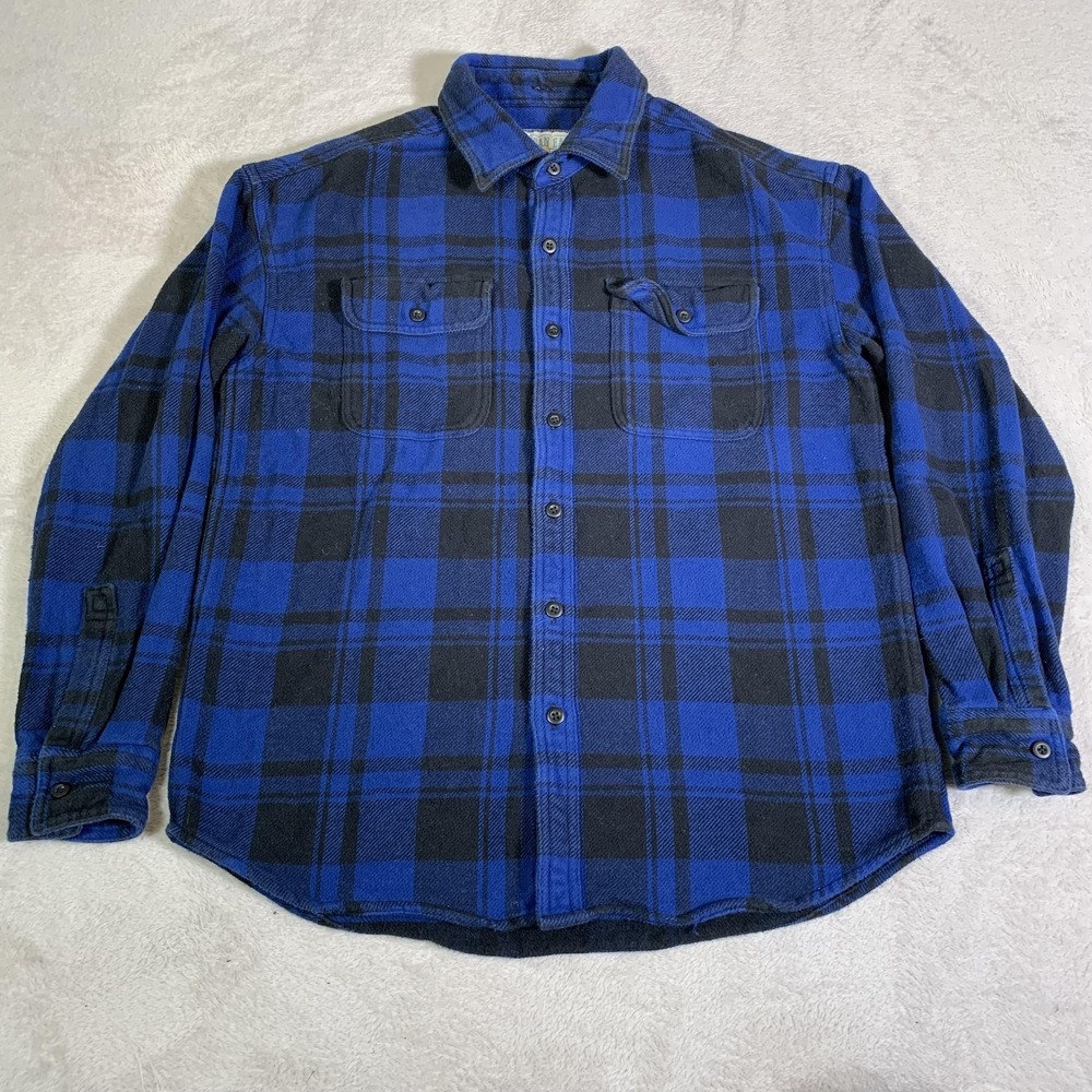 Vintage American Eagle Shirt Mens Medium Blue Plaid Flannel Lumberjack Y2K